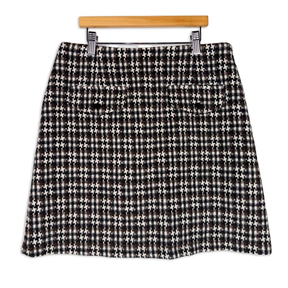 Lili Sidonio Houndstooth Mini Skirt Brown Black White Academia Preppy Small